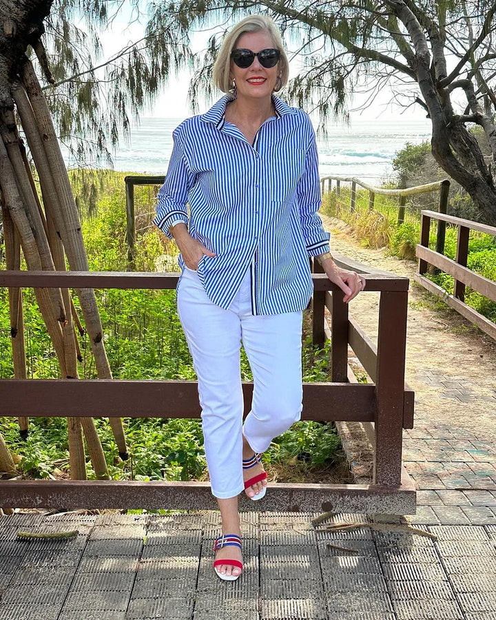 Diane | Easy Elegance Striped Blouse - Soft. Flattering. Effortless.